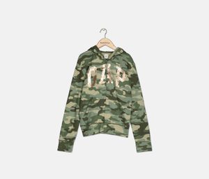 Girls Camo Sequin Logo Hoodie  Olive Combo