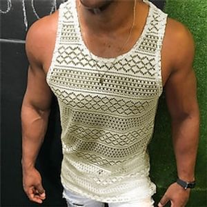 Men's Tank Top Vest Top Undershirt Sleeveless Shirt Solid Color Crew Neck Outdoor Street Sleeveless Clothing Apparel Cotton Fashion Casual Breathable Comfortable miniinthebox