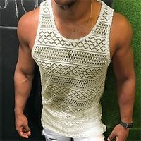 Men's Tank Top Vest Top Undershirt Sleeveless Shirt Solid Color Crew Neck Outdoor Street Sleeveless Clothing Apparel Cotton Fashion Casual Breathable Comfortable miniinthebox - thumbnail