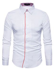Fitted Turn Down Collar Contrast Trim Men Shirts