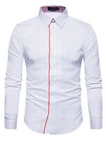 Fitted Turn Down Collar Contrast Trim Men Shirts - thumbnail