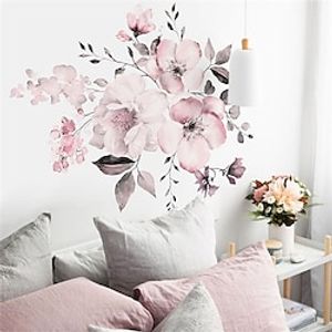 Wall Sticker Watercolor Pink Flower Blossom and Leaf Home Background Decoration Removable New Wall Sticker miniinthebox