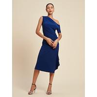 Elegant Plain Color One Shoulder Midi Dress