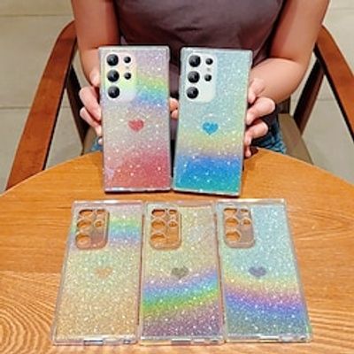 Phone Case For Samsung Galaxy S23 Ultra Plus S23 S22 S21 Plus Ultra S21 FE A14 A34 A54 A53 A33 A12 Back Cover Transparent Bling Glitter Shiny Shockproof TPU Lightinthebox