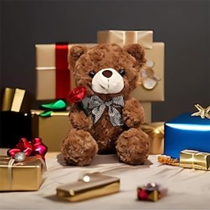 Teddy Day Evlooe Bear Stuffed Animal Plush Toy for Valentine Day Cute 9.8 Teddy Bear Plushie with Rose Soft Small Cuddly Bear Toy Gifts for Girlfriend Boyfriend Lightinthebox