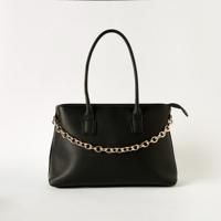Sasha Solid Tote Bag with Chunky Chain Detail and Dual Handle