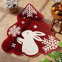 Cartoon Christmas Rabbit Decorative Carpet Bedroom Children's Room Bedside Carpet Entrance Anti slip and Dirt Resistant Imitation Cashmere Carpet miniinthebox - thumbnail