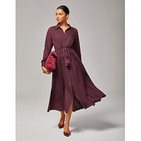 Women's Dress Casual Boho Maxi Mid Rise Dress Wine Red Lyocell Comfortable Breathable Adjustable Waistband