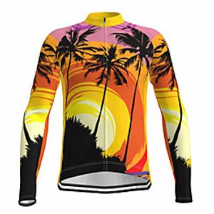 21Grams Men's Long Sleeve Cycling Jersey Spandex Yellow Palm Tree Bike Top Mountain Bike MTB Road Bike Cycling Quick Dry Moisture Wicking Sports Clothing Apparel  Athleisure Lightinthebox