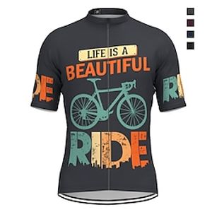 21Grams Men's Cycling Jersey Short Sleeve Bike Top with 3 Rear Pockets Mountain Bike MTB Road Bike Cycling Breathable Quick Dry Moisture Wicking Reflective Strips Wine Red Black Blue Graphic Spandex Lightinthebox