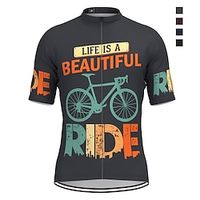 21Grams Men's Cycling Jersey Short Sleeve Bike Top with 3 Rear Pockets Mountain Bike MTB Road Bike Cycling Breathable Quick Dry Moisture Wicking Reflective Strips Wine Red Black Blue Graphic Spandex Lightinthebox - thumbnail