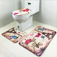 3Pcs/Set Bathroom Non-Slip Carpet Pedestal Rug + Lid Toilet Cover + Bath Mat 3Pcs/Set Bathroom Non-Slip Carpet Pedestal Rug + Lid Toilet Cover + Bath Mat