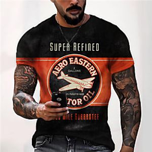 Men's Unisex Tee T shirt Shirt 3D Print Graphic Prints Airplane Print Short Sleeve Daily Tops Casual Designer Big and Tall Black Lightinthebox