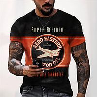 Men's Unisex Tee T shirt Shirt 3D Print Graphic Prints Airplane Print Short Sleeve Daily Tops Casual Designer Big and Tall Black Lightinthebox - thumbnail