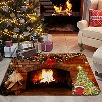 Christmas Fireplace Doormat Non-Slip Oil Proof Rug Indoor Outdoor Xmas Mat Bedroom Decor Bathroom Mat Entrance Rug Door Mat Bedroom miniinthebox - thumbnail