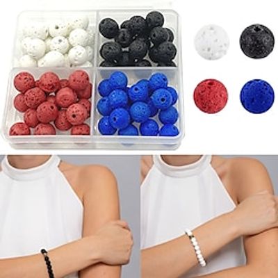 8mm Volcanic Stone Lava Beads Synthetic Lava Beads Chakra Beads Round Loose Beads Lava Beads Energy Jewelry Stone Beads Bulk Lava Beads for Jewelry Making Lightinthebox