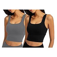 Pack of 2 Sports Bras for Women Workout Longline Padded Yoga Running Bra Crop Tops with Removable Cup - BlackGrey Lightinthebox - thumbnail