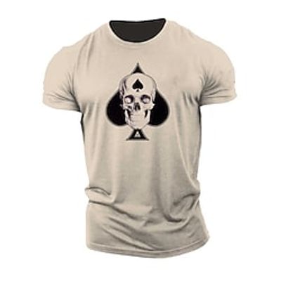 Men's Unisex T shirt Tee Hot Stamping Graphic Prints Skull Crew Neck Street Daily Print Short Sleeve Tops Designer Casual Big and Tall Sports Khaki / Summer miniinthebox