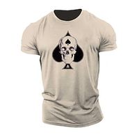 Men's Unisex T shirt Tee Hot Stamping Graphic Prints Skull Crew Neck Street Daily Print Short Sleeve Tops Designer Casual Big and Tall Sports Khaki / Summer miniinthebox - thumbnail