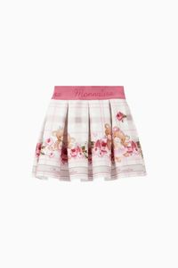 Teddy Print Pleated Skirt