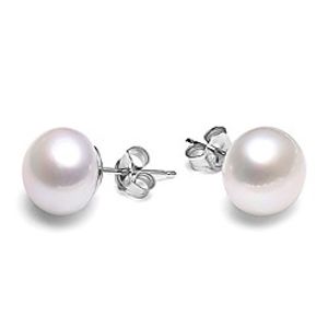pearl earrings 10-11mm button freshwater cultured pearls 925 sterling silver stud earrings- viki lynn Lightinthebox