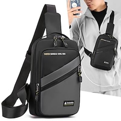 Men's Crossbody Bag Chest Bag Nylon Daily Zipper Large Capacity Geometric Black Dark Blue Gray miniinthebox Men's Crossbody Bag Chest Bag Nylon Daily Zipper Large Capacity Geometric Black Dark Blue Gray miniinthebox