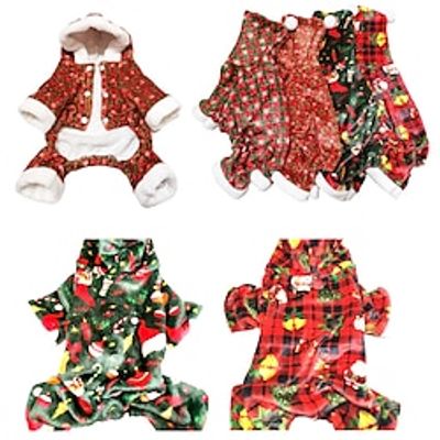 New Year Christmas pet clothes four feet thickened single layer coral velvet fabric dog autumn and winter hats to keep warm Lightinthebox