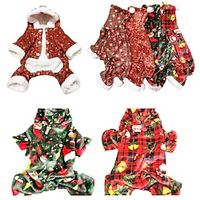 New Year Christmas pet clothes four feet thickened single layer coral velvet fabric dog autumn and winter hats to keep warm Lightinthebox - thumbnail