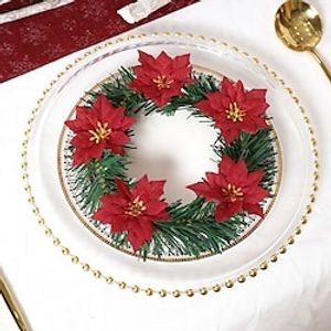 3pcs Christmas Wreath Decoration Artificial Pine Strips Christmas Flowers Candle Wreaths Suitable For Decorating Dining Tables Tabletops Windowsills Candle Wreaths Lightinthebox