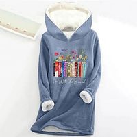 Women's Hoodie Sweatshirt Pullover Fleece Lined Floral Letter Teddy Fuzzy Print Black Yellow Pink Casual Sports Hoodie Long Sleeve Top Micro-elastic Fall  Winter Lightinthebox - thumbnail
