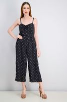 Womens Sleeveless Polka Dots Jumpsuit  Black/White - thumbnail