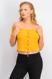 Womens Off-Shoulder Top  Mustard