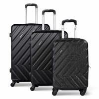 PARA JOHN 3-Piece Hard side ABS Luggage Trolley Set 20/24/28 Inch BLACK