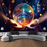 Blacklight Tapestry UV Reactive Glow in the Dark Crystal Ball Door Trippy Misty Nature Landscape Hanging Tapestry Wall Art Mural for Living Room Bedroom Lightinthebox - thumbnail
