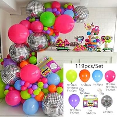 80s and 90s Theme Balloon Chain Set Arch Disco 4D Radio Balloon Retro Party Decoration Lightinthebox