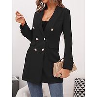 Women's Blazer Formal Business Office Blazer Suit Spring Jacket Double Breasted Black Blazer Summer Long Sleeve Fall Lightinthebox - thumbnail