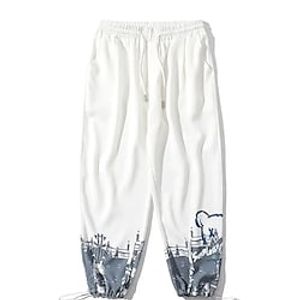 Men's Chic  Modern Casual Chinos Pocket Print Full Length Pants Casual Daily Inelastic Character Letter Mid Waist White Black Gray M L XL XXL 3XL Lightinthebox
