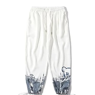 Men's Chic  Modern Casual Chinos Pocket Print Full Length Pants Casual Daily Inelastic Character Letter Mid Waist White Black Gray M L XL XXL 3XL Lightinthebox