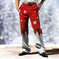 Snowflake Business Casual Men's 3D Print Pants Trousers Outdoor Street Wear to work Ugly Christmas Polyester Wine Yellow Blue S M L High Elasticity Pants Lightinthebox - thumbnail