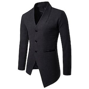 Men's Winter Coat Blazer Short Coat Business Casual Winter Fall Polyester Breathable Outerwear Clothing Apparel Casual Trendy Print Solid Color Knit Lapel Single Breasted miniinthebox