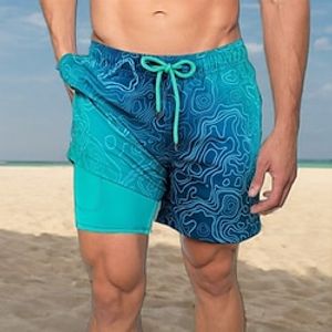 Men's Board Shorts Swim Trunks Going out Weekend Quick Dry Drawstring Elastic Waist with Pockets Color Block Short Gymnatics Casual Activewear Blue Lightinthebox