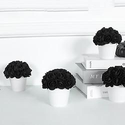 Black Artificial Rose Mini Potted Plant for Elegant Home Decor Lightinthebox