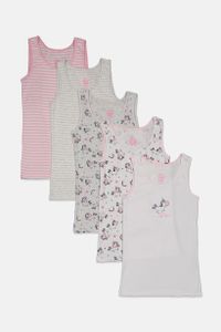 Kids Girls 5 Pack Stripe Graphic Tank Top  White/Gray/Pink