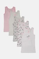 Kids Girls 5 Pack Stripe Graphic Tank Top  White/Gray/Pink - thumbnail