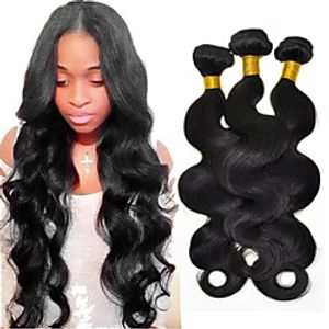 3 Bundles Peruvian Hair Body Wave Virgin Human Hair 150 g Natural Color Hair Weaves / Hair Bulk 8-26 inch Human Hair Weaves Human Hair Extensions / 10A miniinthebox