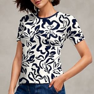 Women's T shirt Tee Graphic Daily Weekend White Print Short Sleeve Fashion Round Neck Regular Fit Summer Lightinthebox