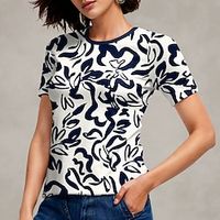 Women's T shirt Tee Graphic Daily Weekend White Print Short Sleeve Fashion Round Neck Regular Fit Summer Lightinthebox - thumbnail