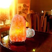 Lamp Salt Lamp 8-10kg Natural Himalayan Rock Salt Lamp Wooden Base Wood Orange Lightinthebox - thumbnail