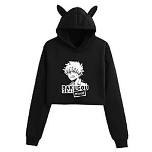 Inspired by My Hero Academia / Boku No Hero Bakugou Katsuki Crop Top Hoodie Anime Polyster Print Cat Ear Harajuku Graphic Crop Top For Women's miniinthebox