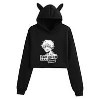 Inspired by My Hero Academia / Boku No Hero Bakugou Katsuki Crop Top Hoodie Anime Polyster Print Cat Ear Harajuku Graphic Crop Top For Women's miniinthebox - thumbnail